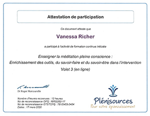 ¨Preuve de Certification et Enseignement de la Meditation Pleine Conscience volet 3